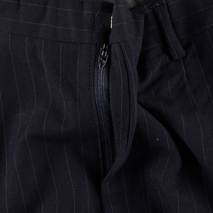 90'S Stripe Pattern One-Pleat Slacks Pants Men's W30 (approx.) Vintage unclear navy blue type Vintage Second Hand