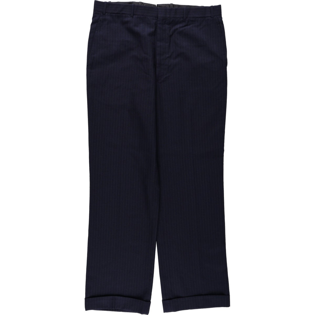 1990'S Brooks Brothers Stripe Pattern Slacks Pants, Men's W35 (approx.), Vintage unclear navy blue type Vintage Second Hand