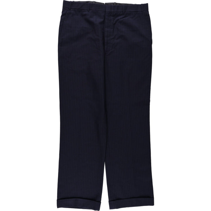 1990'S Brooks Brothers Stripe Pattern Slacks Pants, Men's W35 (approx.), Vintage unclear navy blue type Vintage Second Hand