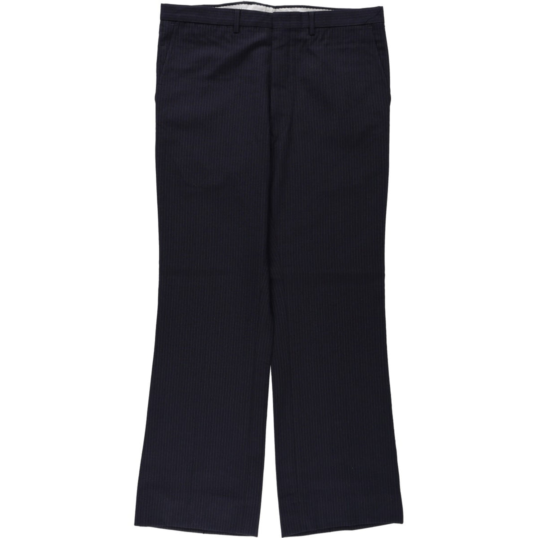 ~90'S Striped Pattern Slacks Pants Men's W34 Vintage unclear navy blue type Vintage Second Hand