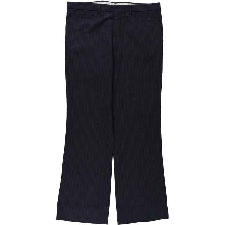 ~90'S Striped Pattern Slacks Pants Men's W34 Vintage unclear navy blue type Vintage Second Hand