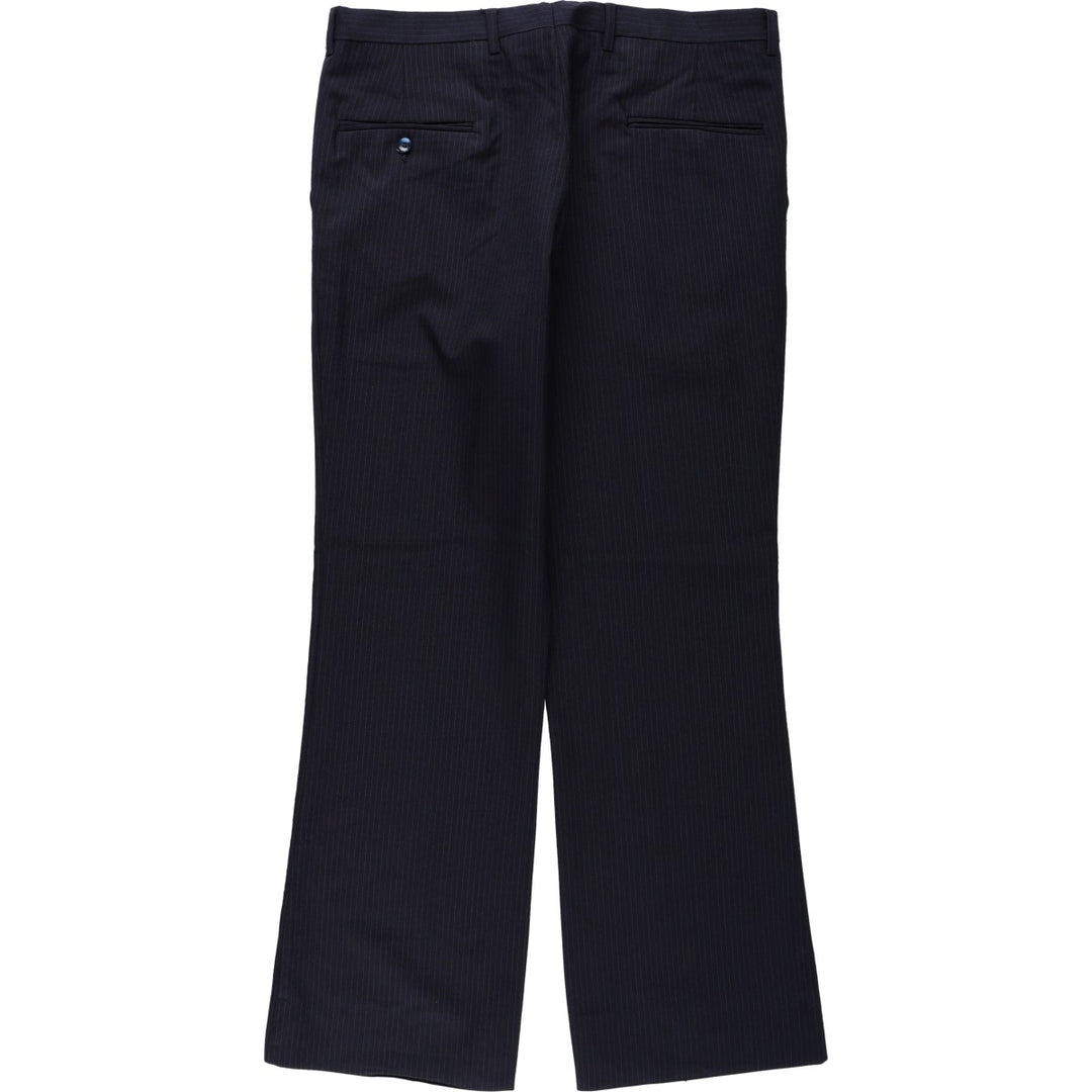 ~90'S Striped Pattern Slacks Pants Men's W34 Vintage unclear navy blue type Vintage Second Hand