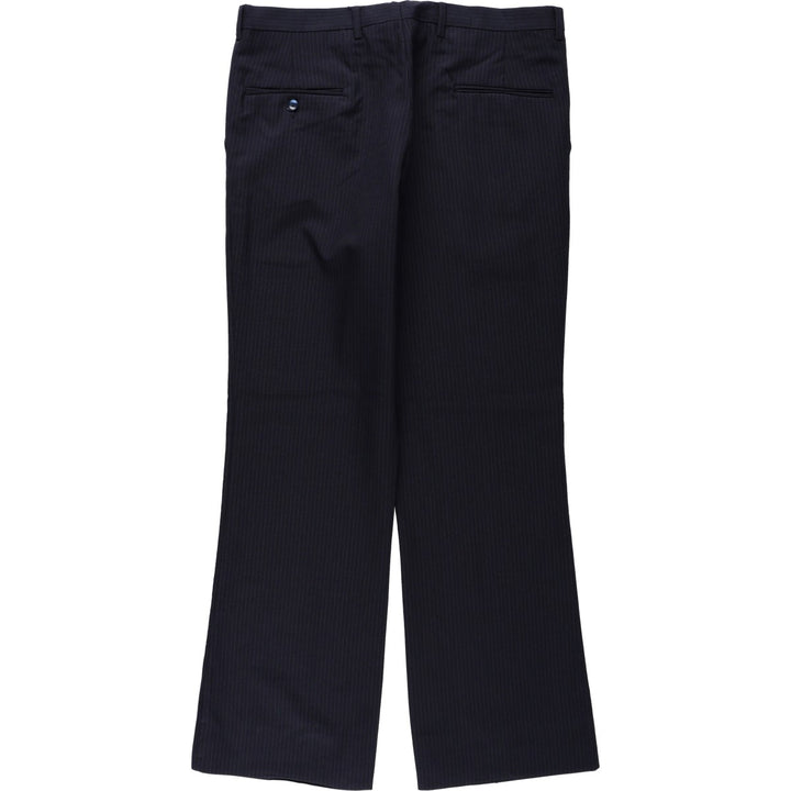 ~90'S Striped Pattern Slacks Pants Men's W34 Vintage unclear navy blue type Vintage Second Hand