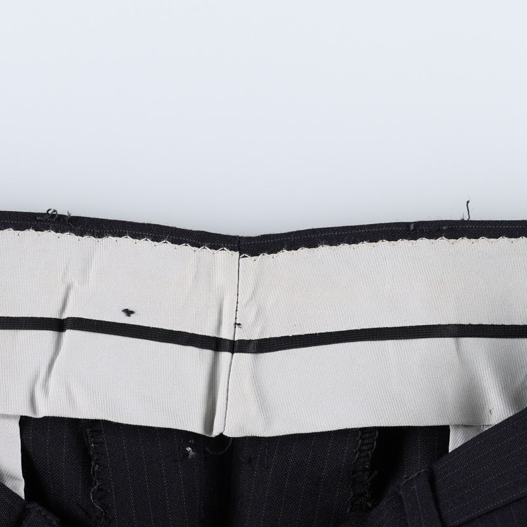 ~90'S Striped Pattern Slacks Pants Men's W34 Vintage unclear navy blue type Vintage Second Hand