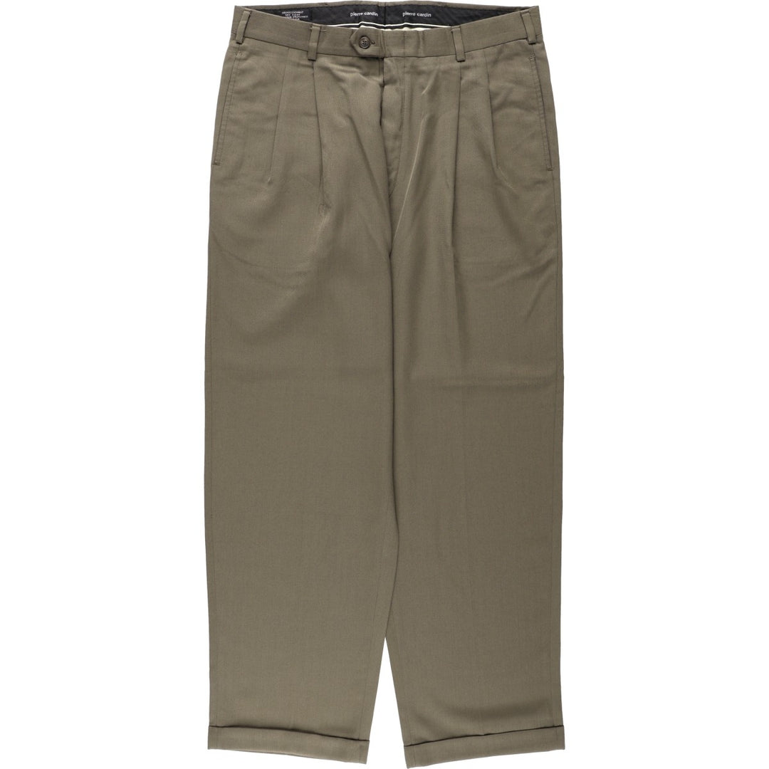 Pierre Cardin slacks, made in the USA, men's size W35 (approx.), two pleats. unclear brown type Vintage Second Hand