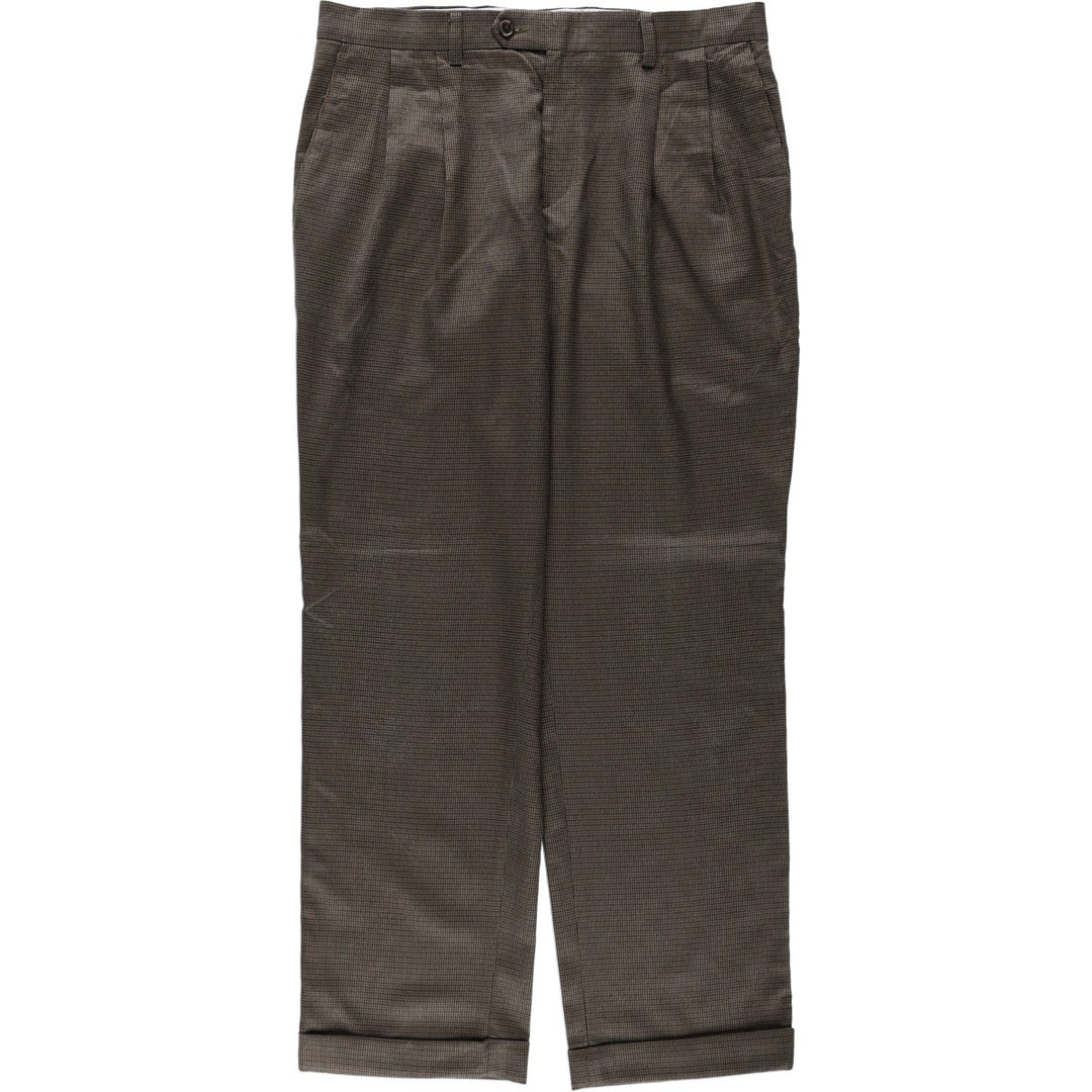 Ralph Lauren two-pleat gun club check slacks, men's size W34 (approx.) polyester brown type Vintage Second Hand