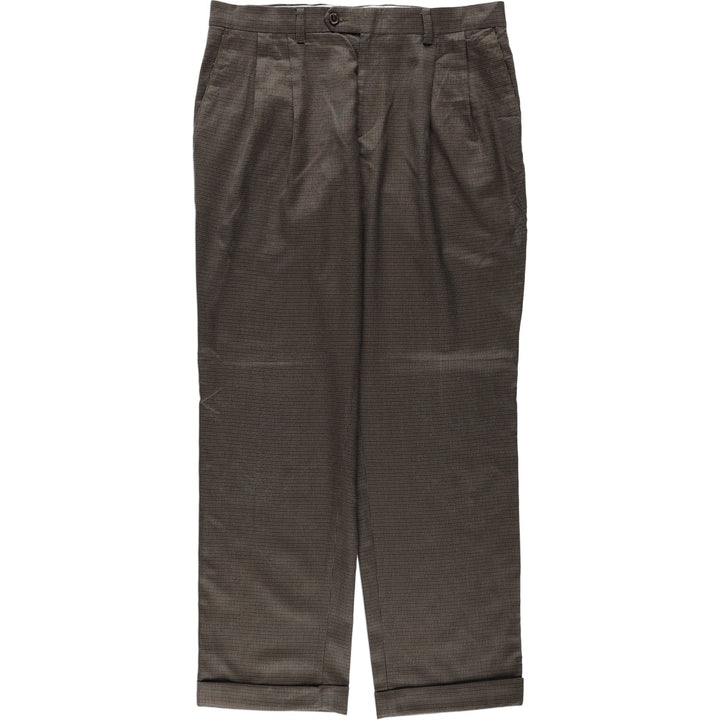 Ralph Lauren two-pleat gun club check slacks, men's size W34 (approx.) polyester brown type Vintage Second Hand