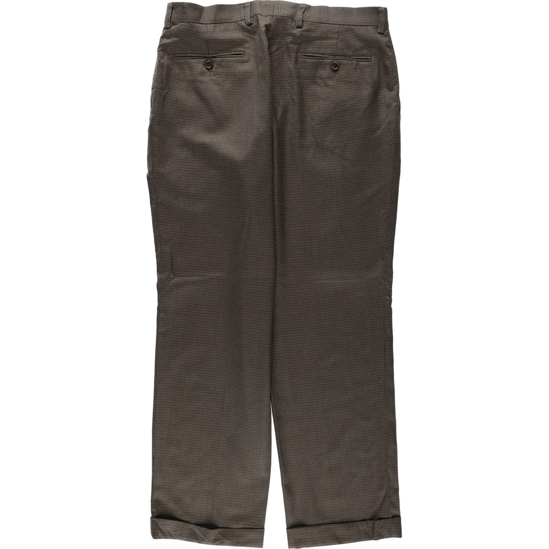 Ralph Lauren two-pleat gun club check slacks, men's size W34 (approx.) polyester brown type Vintage Second Hand