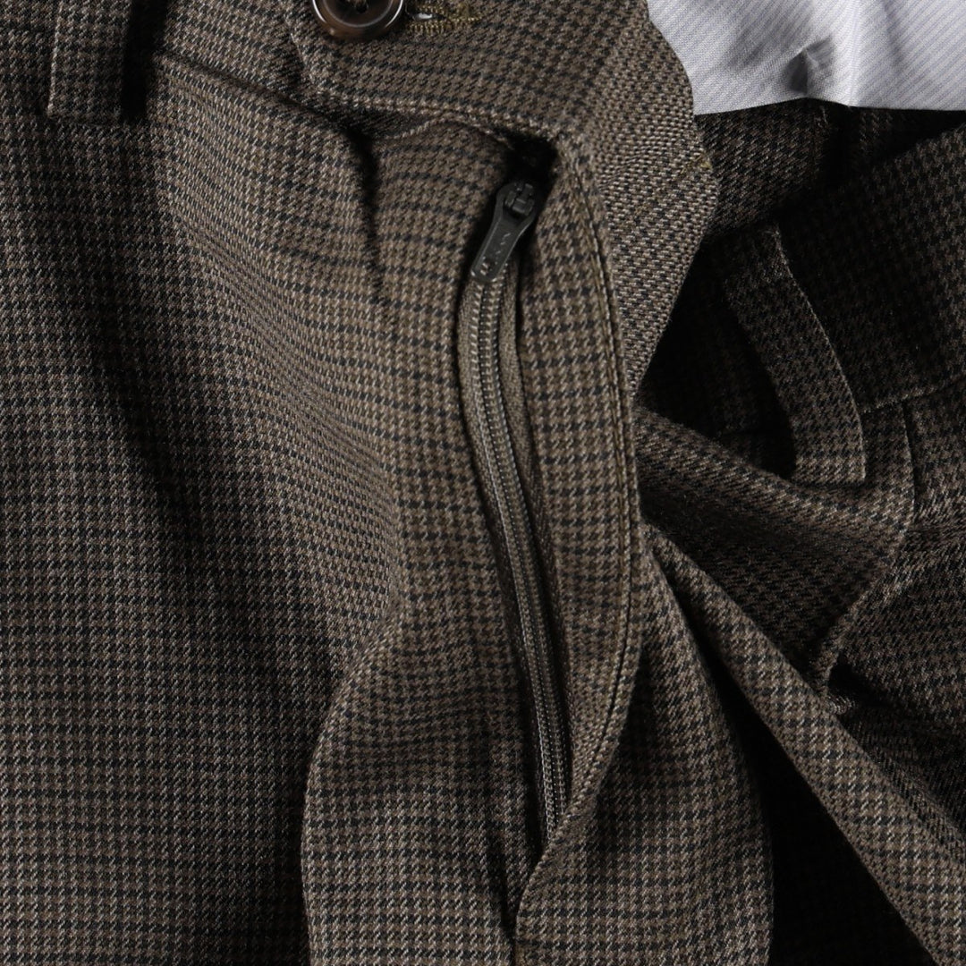 Ralph Lauren two-pleat gun club check slacks, men's size W34 (approx.) polyester brown type Vintage Second Hand
