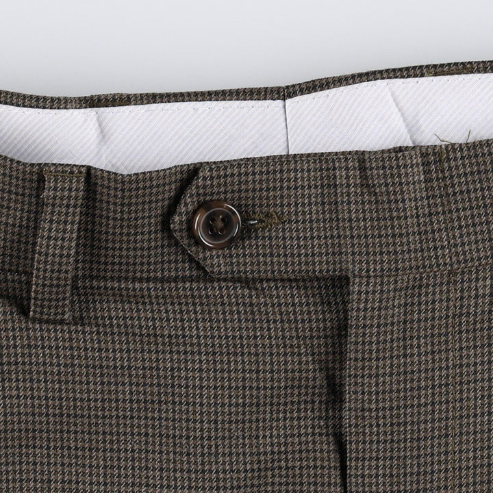 Ralph Lauren two-pleat gun club check slacks, men's size W34 (approx.) polyester brown type Vintage Second Hand