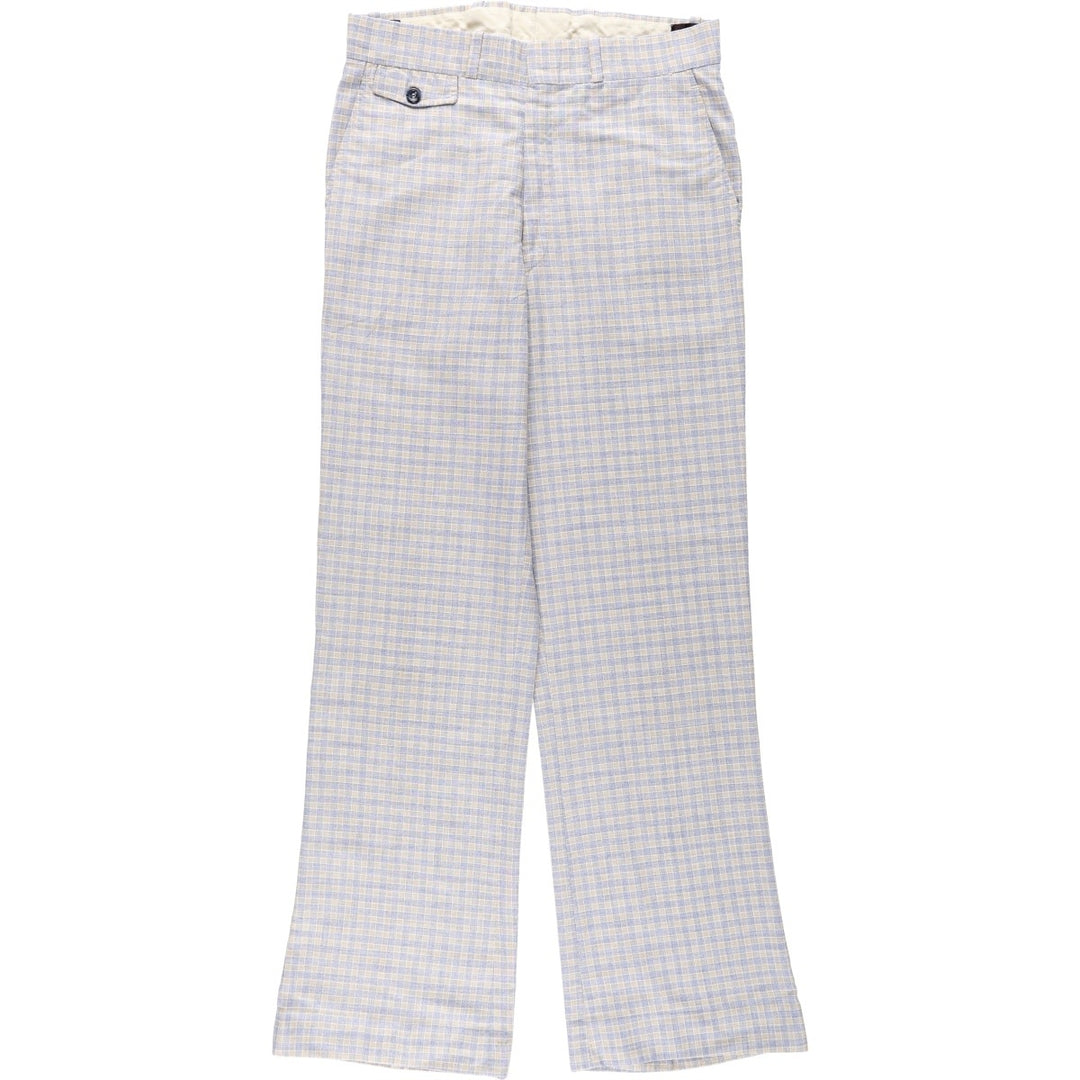 70'S GLEN OAKS Check Pattern Slacks Pants Men's W31 (approx.) Vintage unclear Blue type light blue Vintage Second Hand