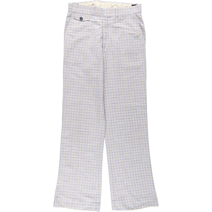 70'S GLEN OAKS Check Pattern Slacks Pants Men's W31 (approx.) Vintage unclear Blue type light blue Vintage Second Hand