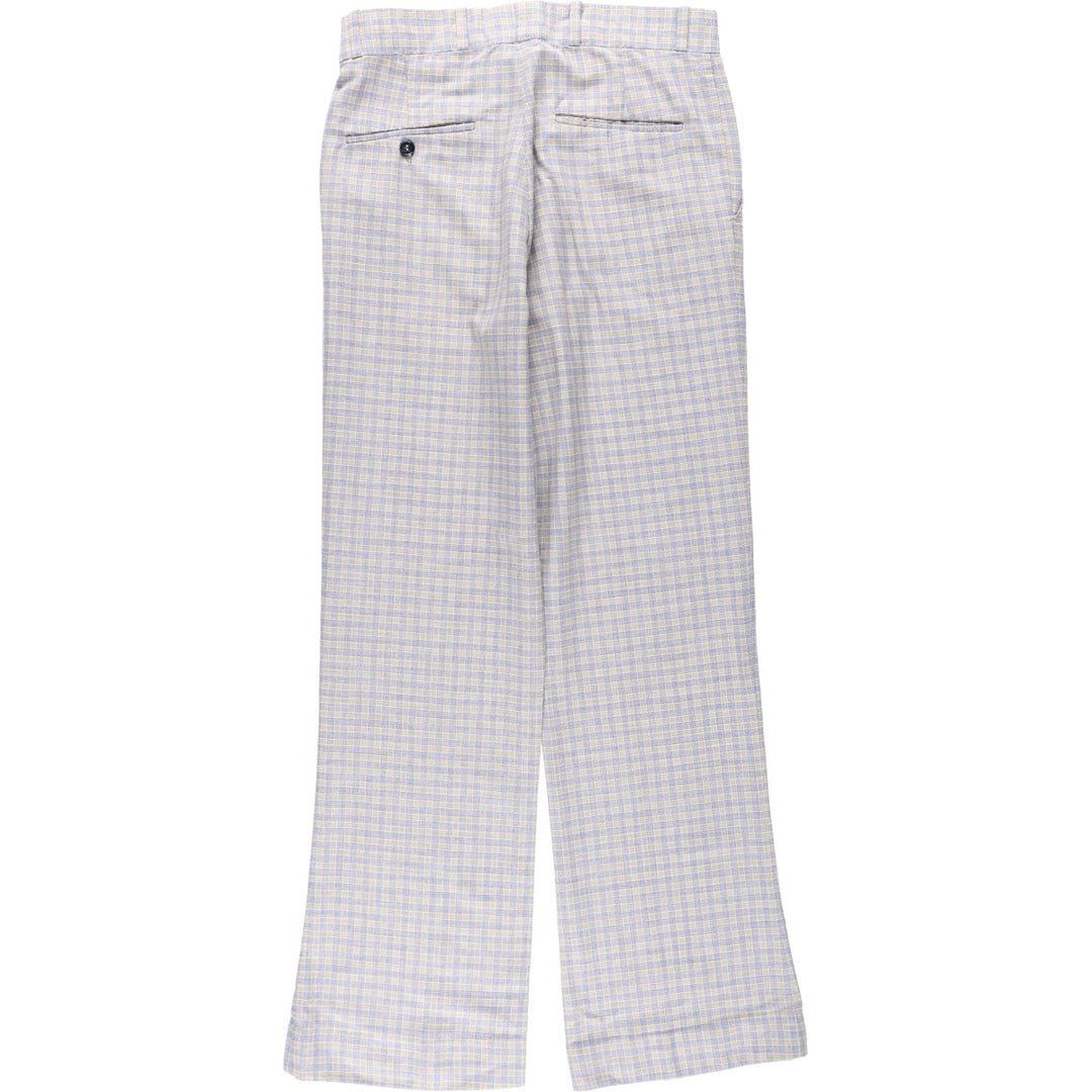 70'S GLEN OAKS Check Pattern Slacks Pants Men's W31 (approx.) Vintage unclear Blue type light blue Vintage Second Hand