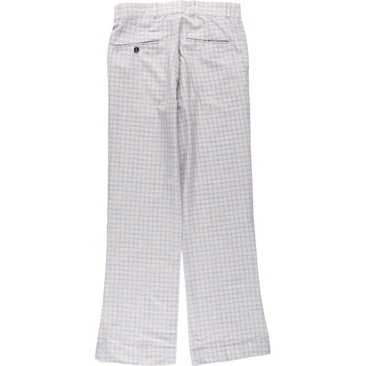 70'S GLEN OAKS Check Pattern Slacks Pants Men's W31 (approx.) Vintage unclear Blue type light blue Vintage Second Hand
