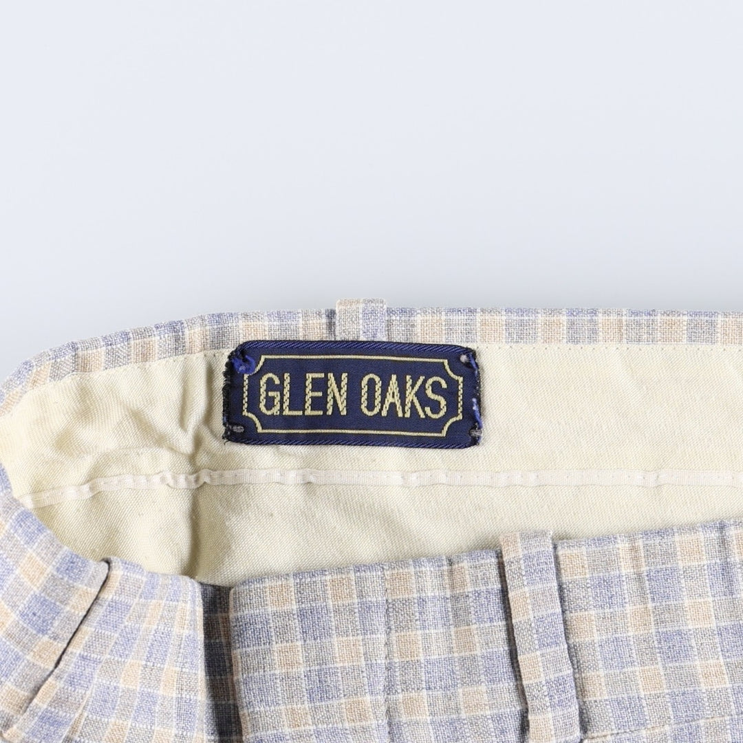 70'S GLEN OAKS Check Pattern Slacks Pants Men's W31 (approx.) Vintage unclear Blue type light blue Vintage Second Hand
