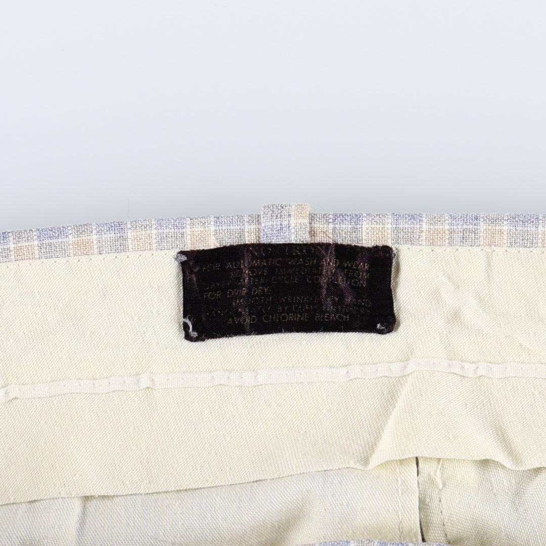 70'S GLEN OAKS Check Pattern Slacks Pants Men's W31 (approx.) Vintage unclear Blue type light blue Vintage Second Hand