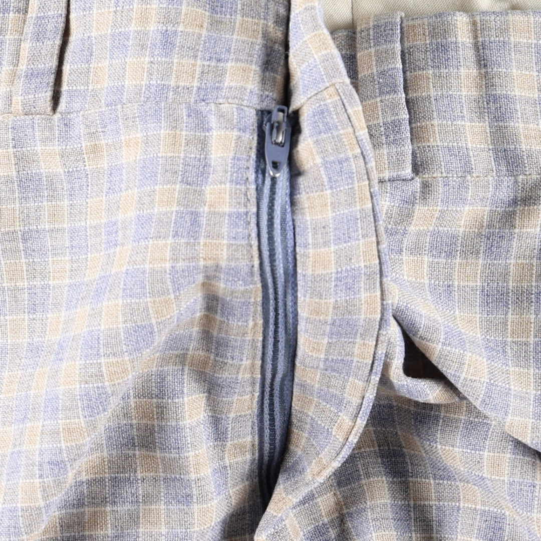 70'S GLEN OAKS Check Pattern Slacks Pants Men's W31 (approx.) Vintage unclear Blue type light blue Vintage Second Hand