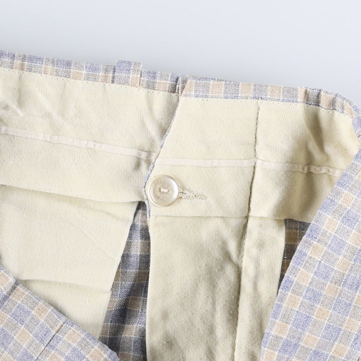 70'S GLEN OAKS Check Pattern Slacks Pants Men's W31 (approx.) Vintage unclear Blue type light blue Vintage Second Hand
