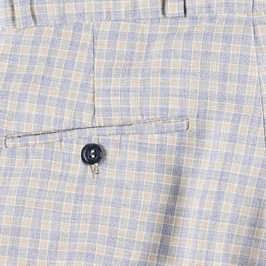 70'S GLEN OAKS Check Pattern Slacks Pants Men's W31 (approx.) Vintage unclear Blue type light blue Vintage Second Hand