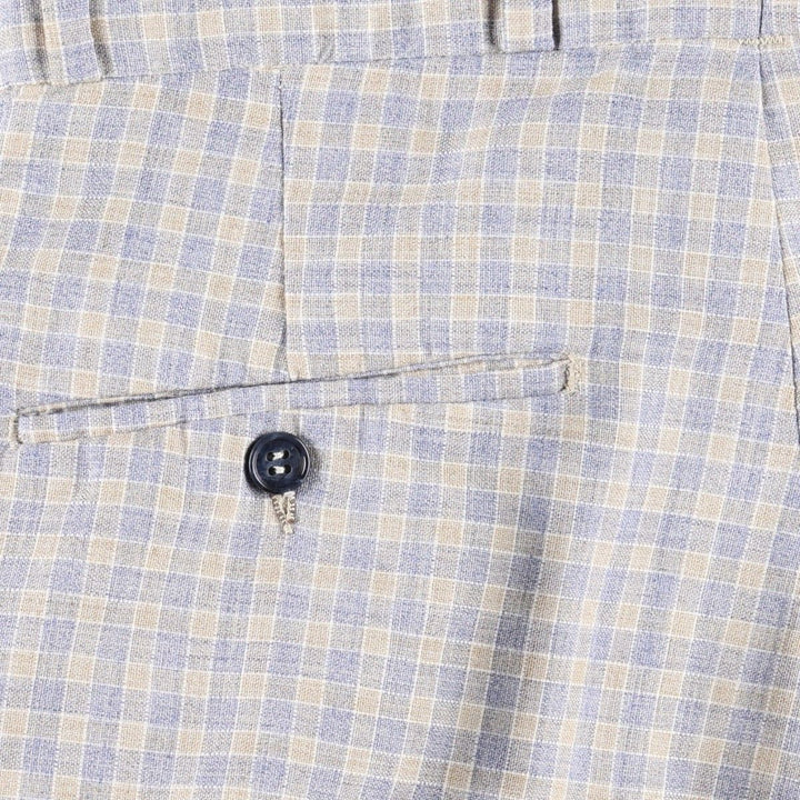 70'S GLEN OAKS Check Pattern Slacks Pants Men's W31 (approx.) Vintage unclear Blue type light blue Vintage Second Hand