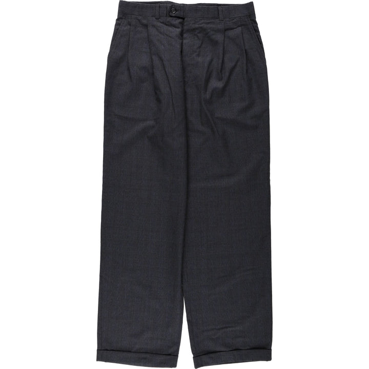 Burberry's Glen Plaid Two-Pleat Slacks Pants, Men's W32 (approx.), Vintage unclear Charcoal Vintage Second Hand