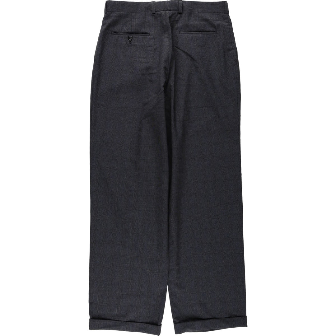 Burberry's Glen Plaid Two-Pleat Slacks Pants, Men's W32 (approx.), Vintage unclear Charcoal Vintage Second Hand
