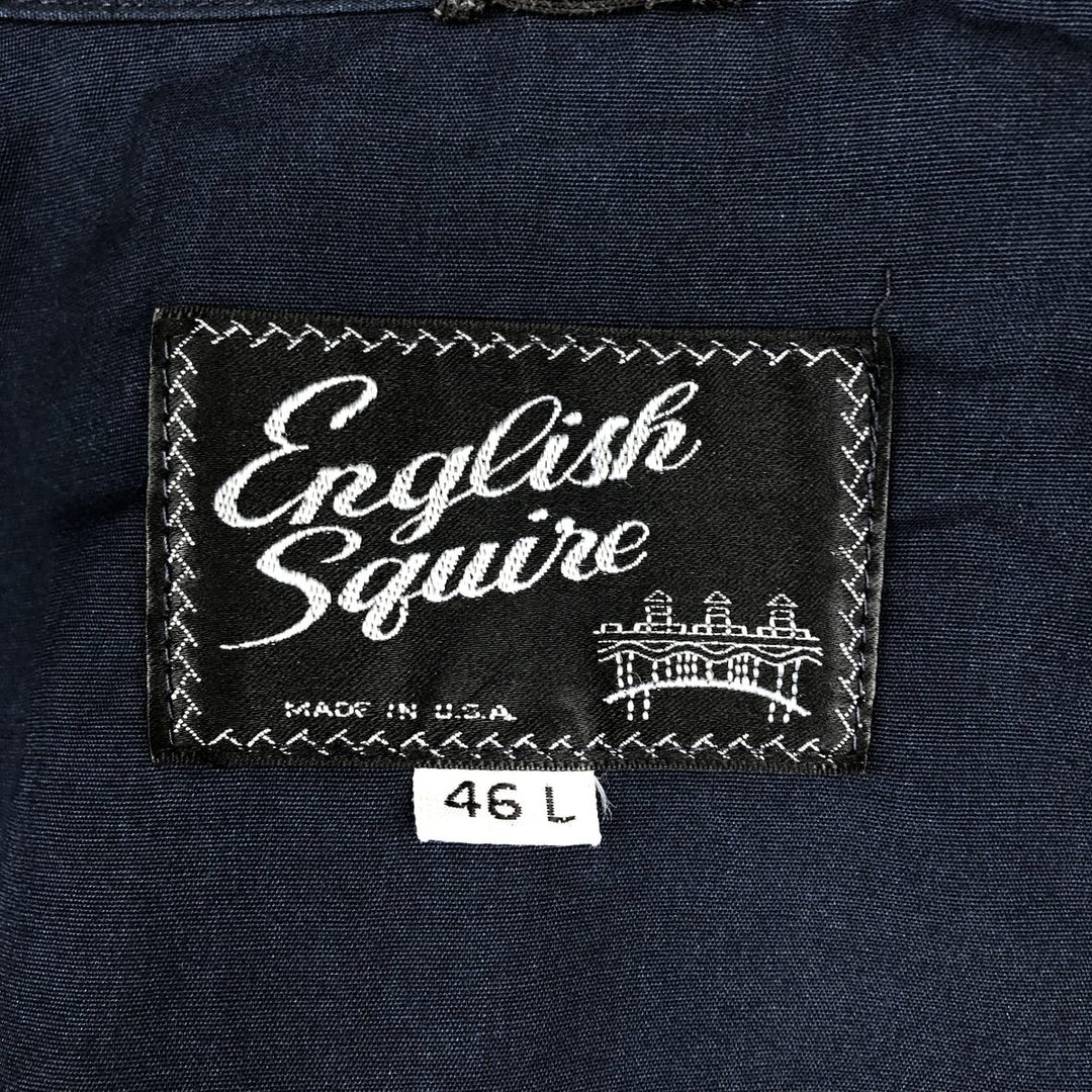 1970'S English Squire Harrington Jacket Swing Top, Made in USA, Men's XXL equivalent, Vintage polyester navy blue type Vintage Second Hand