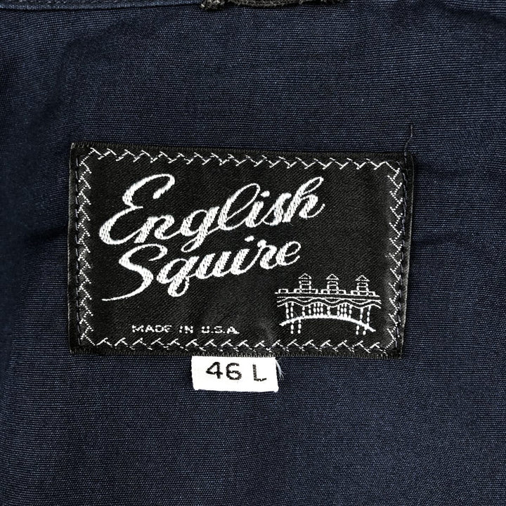 1970'S English Squire Harrington Jacket Swing Top, Made in USA, Men's XXL equivalent, Vintage polyester navy blue type Vintage Second Hand