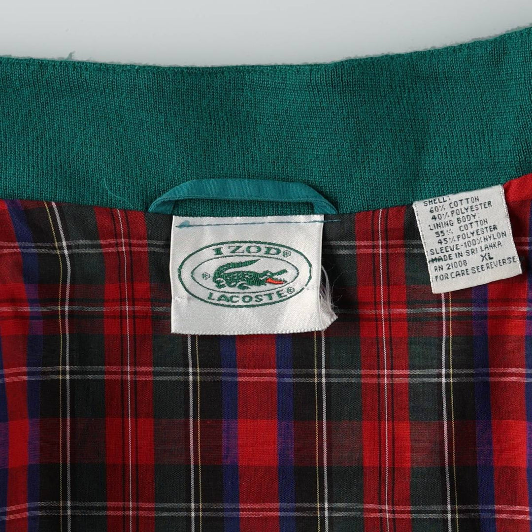 1980'S Lacoste Izod Harrington Jacket, Swing Top, Men's XL cotton Emerald green Vintage Second Hand