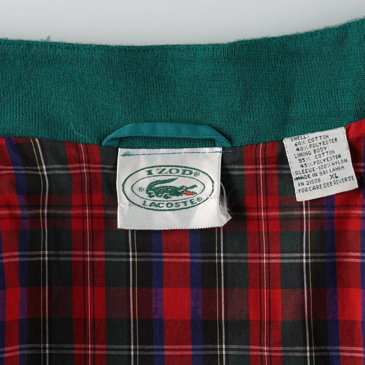 1980'S Lacoste Izod Harrington Jacket, Swing Top, Men's XL cotton Emerald green Vintage Second Hand