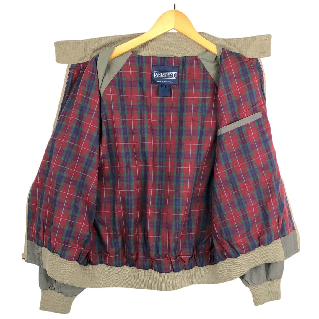 1990'S Lands' End Harrington Jacket Swing Top (Men's Size L) polyester Khaki type Vintage Second Hand