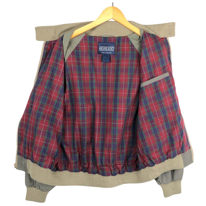 1990'S Lands' End Harrington Jacket Swing Top (Men's Size L) polyester Khaki type Vintage Second Hand