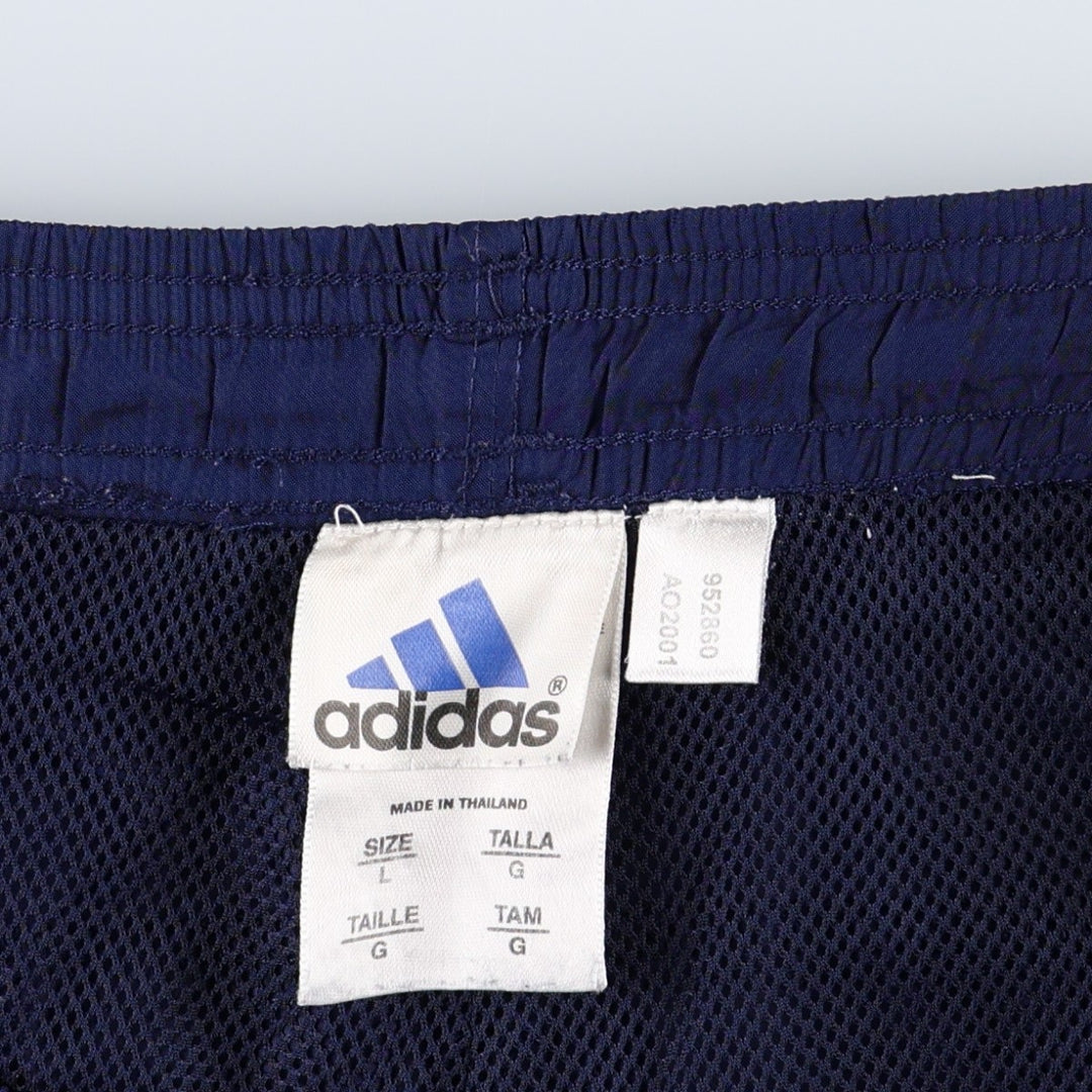 00'S Adidas warm-up pants, nylon pants, rustling pants, men's size L polyester navy blue type Vintage Second Hand