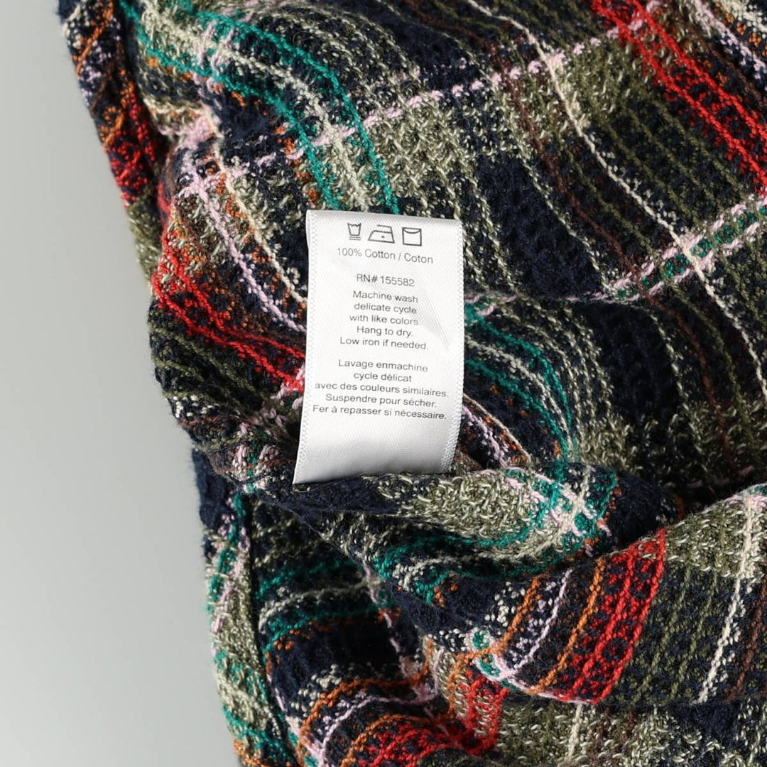 Corridor Long-Sleeve Cotton Check Shirt, Men's Size L (approx.) cotton navy blue type Vintage Second Hand