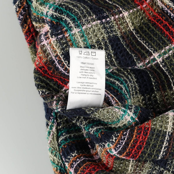 Corridor Long-Sleeve Cotton Check Shirt, Men's Size L (approx.) cotton navy blue type Vintage Second Hand