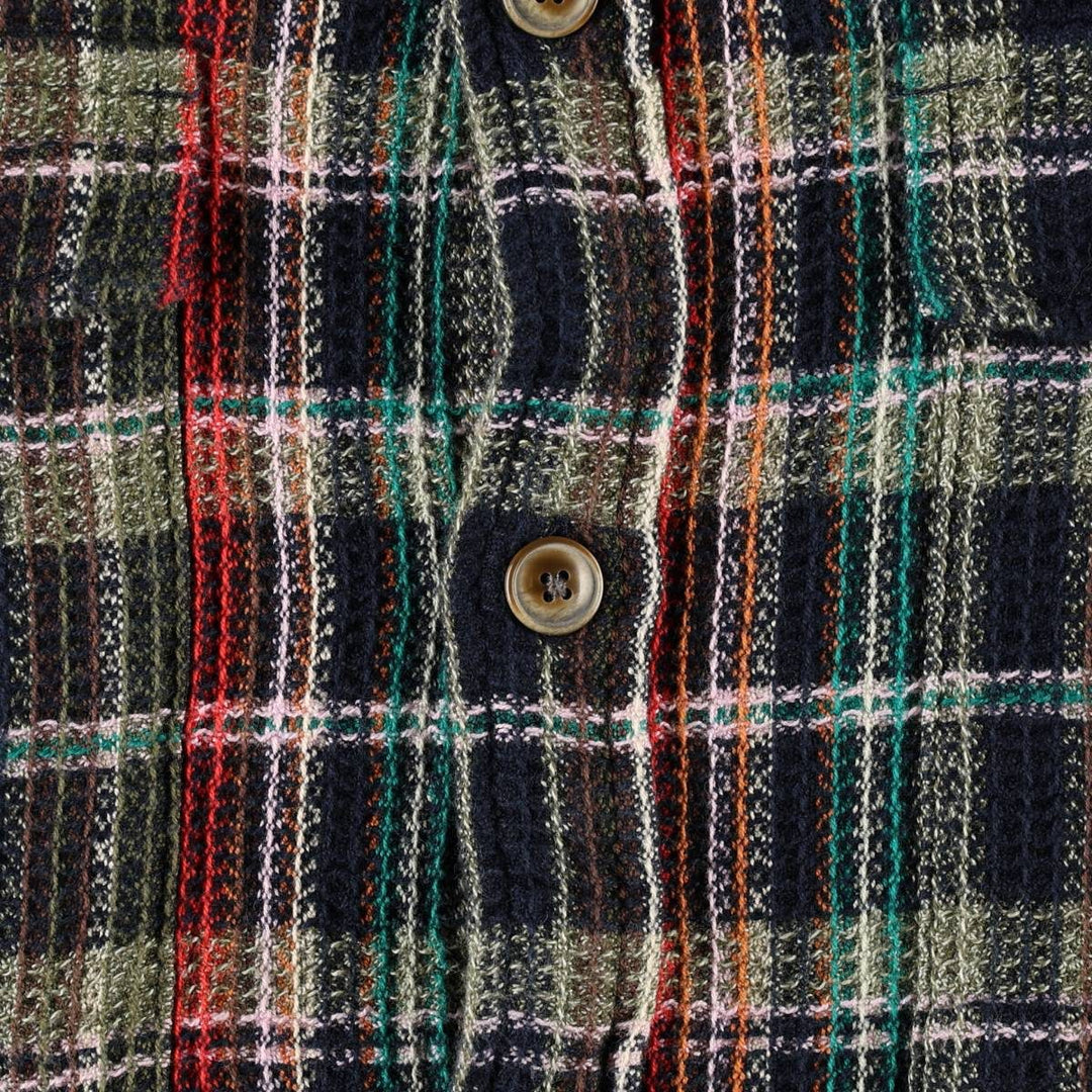 Corridor Long-Sleeve Cotton Check Shirt, Men's Size L (approx.) cotton navy blue type Vintage Second Hand