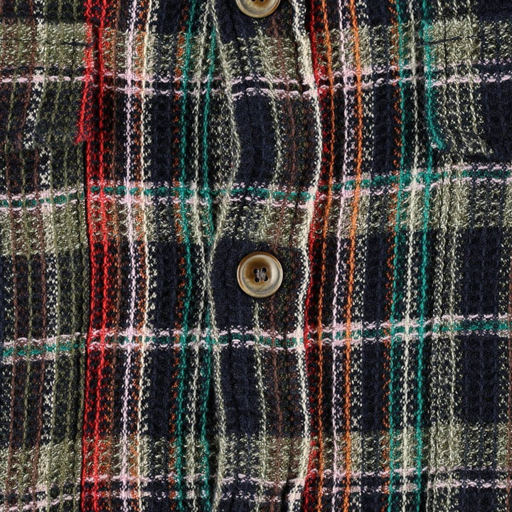 Corridor Long-Sleeve Cotton Check Shirt, Men's Size L (approx.) cotton navy blue type Vintage Second Hand