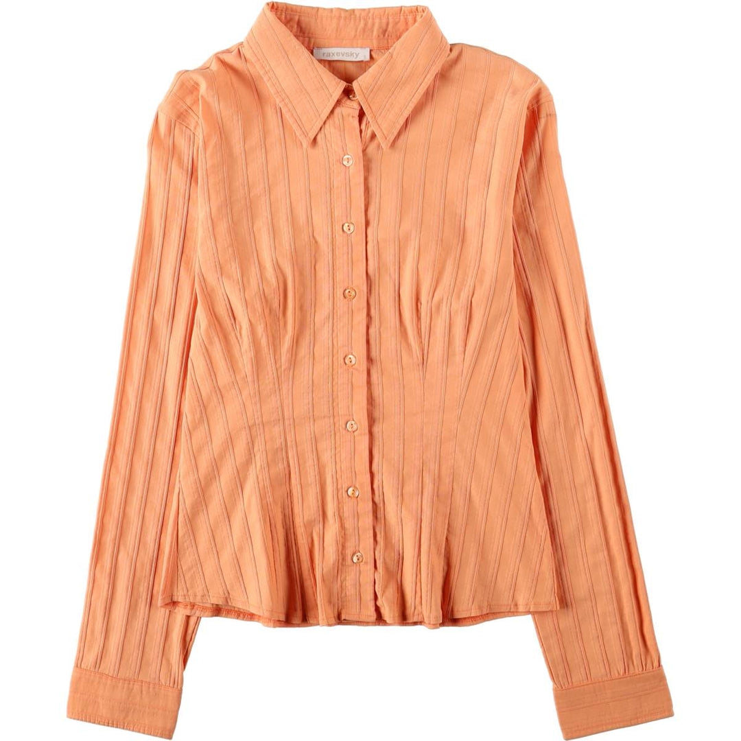raxevsky Long-Sleeve Striped Shirt, Women's Size S (approx.) cotton orange type Vintage Second Hand