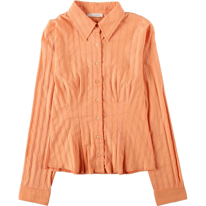 raxevsky Long-Sleeve Striped Shirt, Women's Size S (approx.) cotton orange type Vintage Second Hand