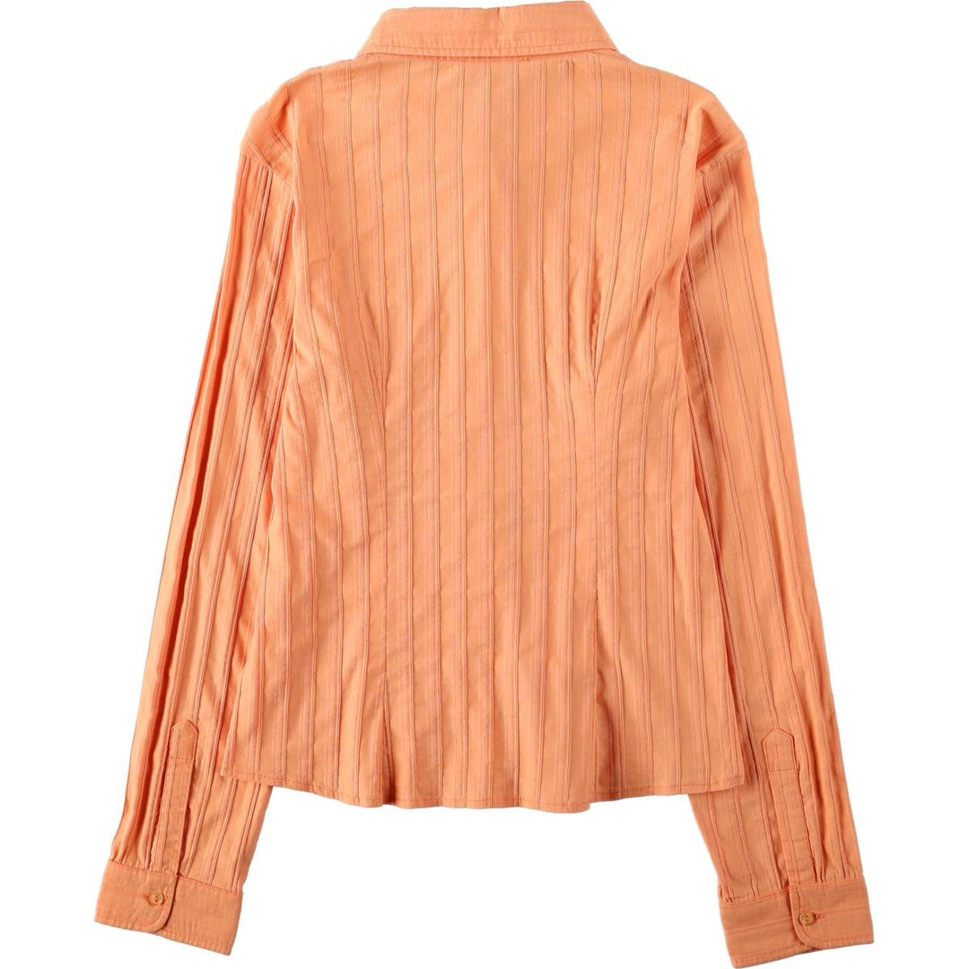 raxevsky Long-Sleeve Striped Shirt, Women's Size S (approx.) cotton orange type Vintage Second Hand
