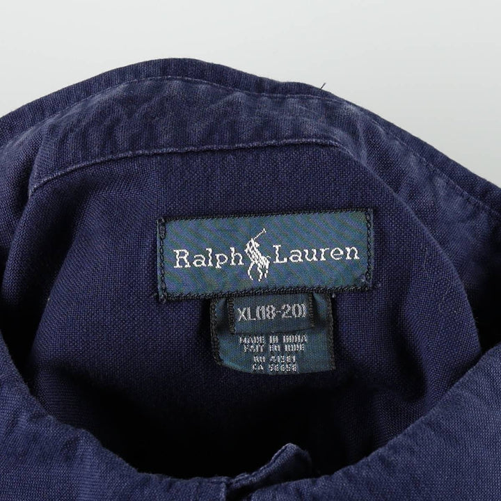 Ralph Lauren Big Pony Long-Sleeve Button-Down Shirt, Women's Size M (approx.) cotton navy blue type Vintage Second Hand