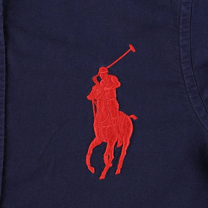 Ralph Lauren Big Pony Long-Sleeve Button-Down Shirt, Women's Size M (approx.) cotton navy blue type Vintage Second Hand