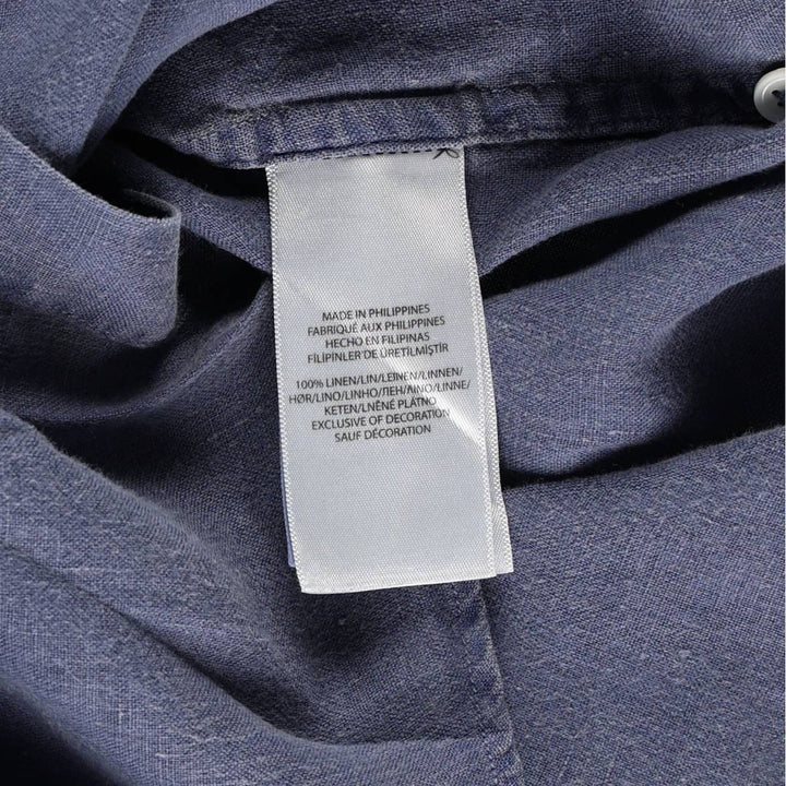 Ralph Lauren Relaxed Fit Long-Sleeve Linen Shirt, Men's Size S (approx.) linen navy blue type Vintage Second Hand