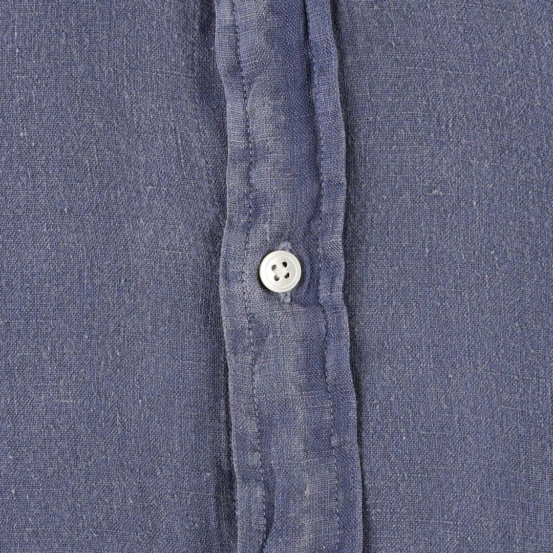 Ralph Lauren Relaxed Fit Long-Sleeve Linen Shirt, Men's Size S (approx.) linen navy blue type Vintage Second Hand