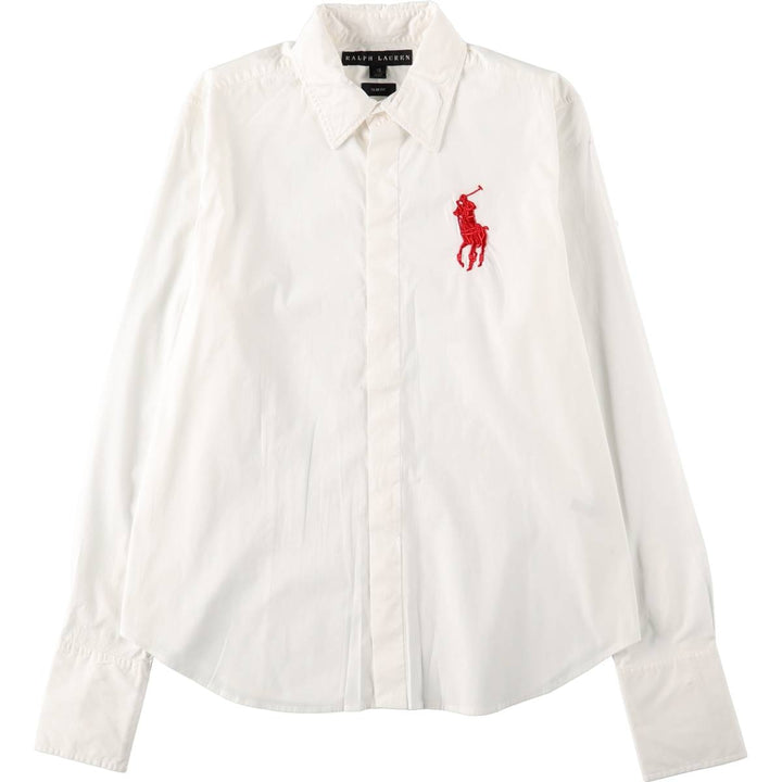 Ralph Lauren SLIM FIT Big Pony Long-Sleeve Cotton Shirt (Women's Size XL) cotton white type Vintage Second Hand