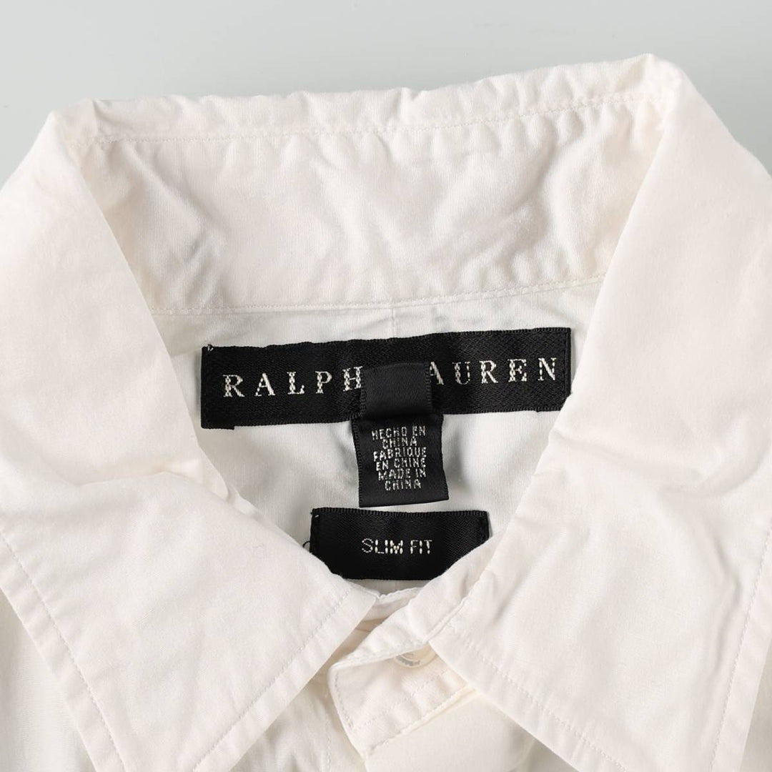 Ralph Lauren SLIM FIT Big Pony Long-Sleeve Cotton Shirt (Women's Size XL) cotton white type Vintage Second Hand