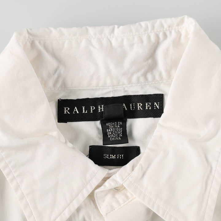 Ralph Lauren SLIM FIT Big Pony Long-Sleeve Cotton Shirt (Women's Size XL) cotton white type Vintage Second Hand