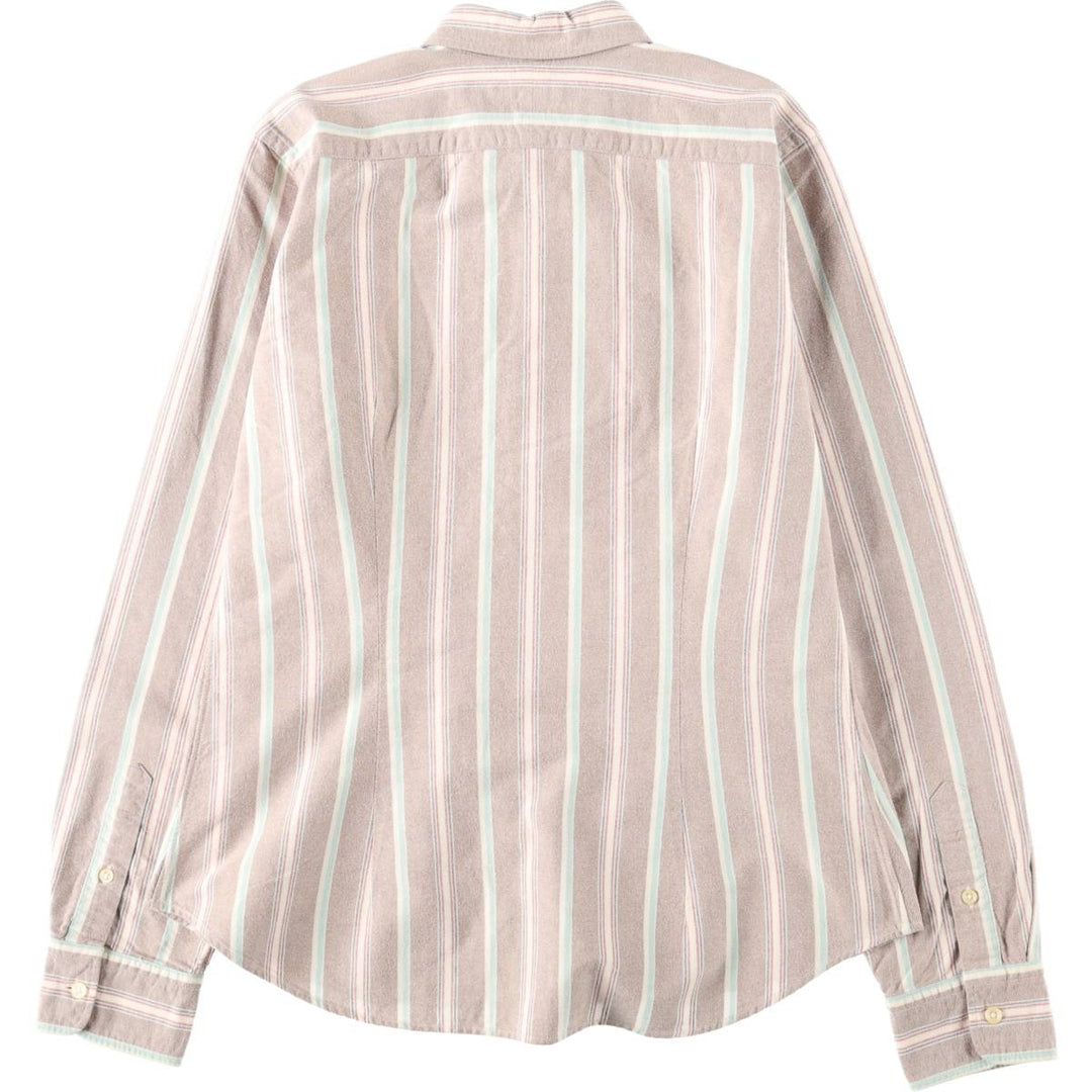 Ralph Lauren Slim Fit Multi-Stripe Long-Sleeve Button-Down Striped Shirt, Women's Size M (approx.) cotton brown type Vintage Second Hand