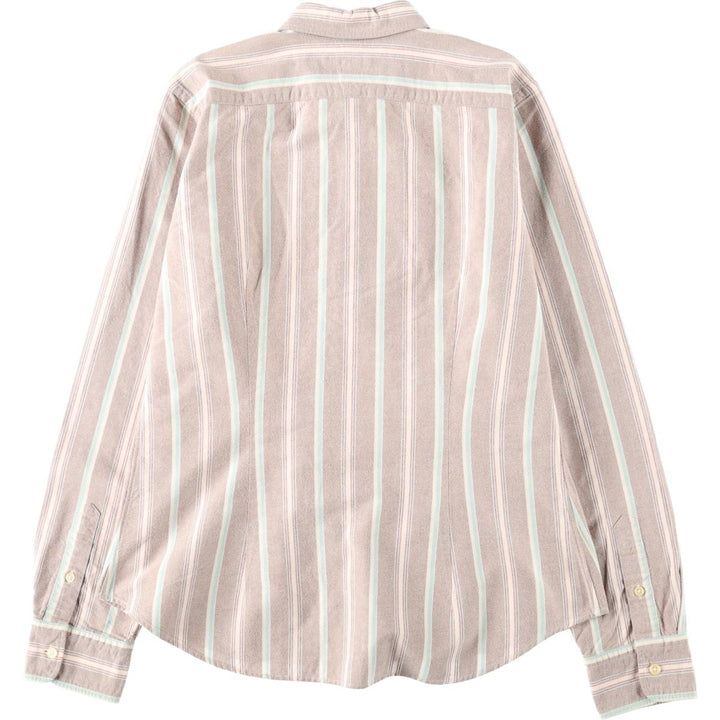 Ralph Lauren Slim Fit Multi-Stripe Long-Sleeve Button-Down Striped Shirt, Women's Size M (approx.) cotton brown type Vintage Second Hand