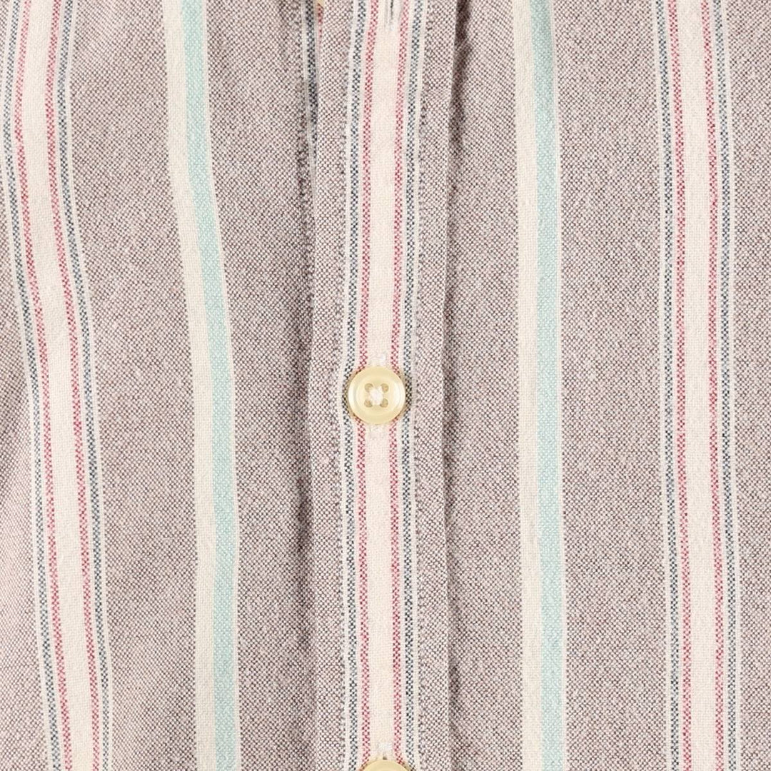 Ralph Lauren Slim Fit Multi-Stripe Long-Sleeve Button-Down Striped Shirt, Women's Size M (approx.) cotton brown type Vintage Second Hand